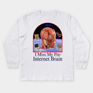 I Miss My Pre-Internet Brain - 90's Y2K School Textbook Design Kids Long Sleeve T-Shirt